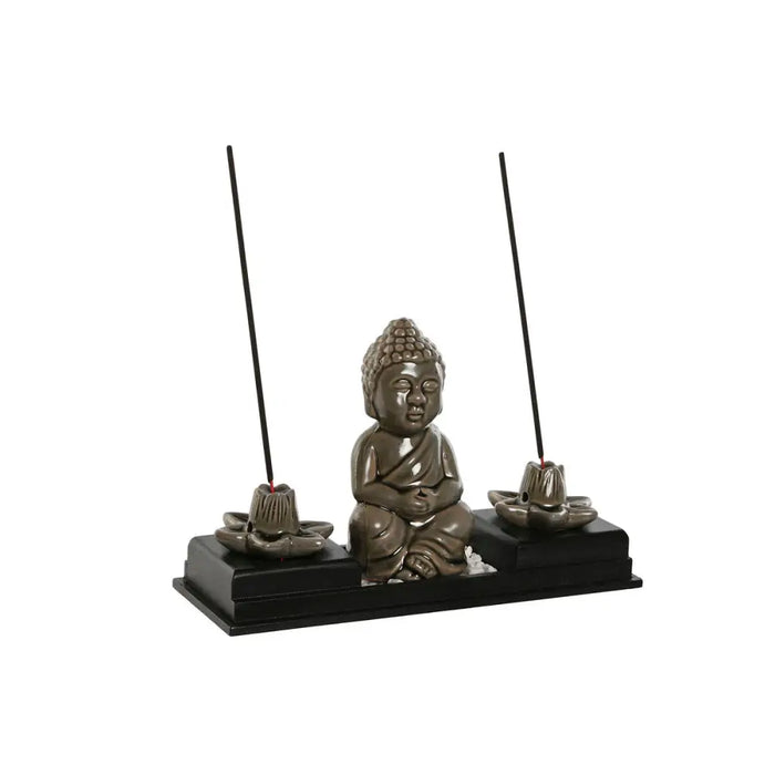 Essential oil burner Home ESPRIT Ceramic MDF Wood Buddha 24 x 8 x 14 cm (2 Units) - Почистване Прахосмукачки И