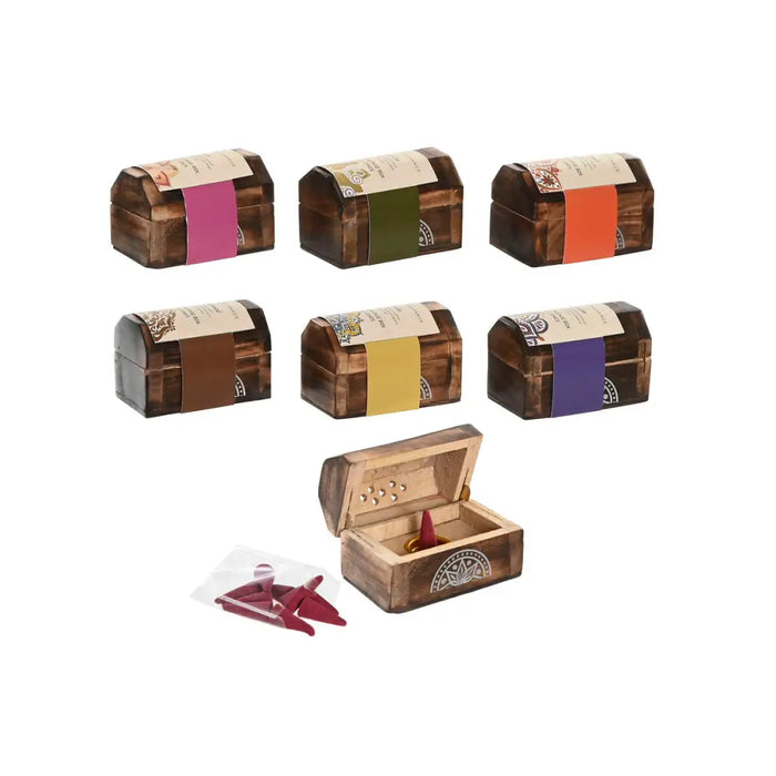 Essential oil burner Home ESPRIT Mango wood Mandala Indian Man 9,5 x 5,5 x 6 cm Incense (6 Units) (10 Units)