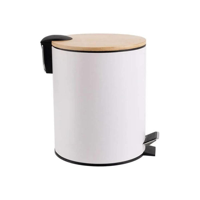BASKET WITH PEDAL 5L BAMBOO ESSENTIALS WHITE