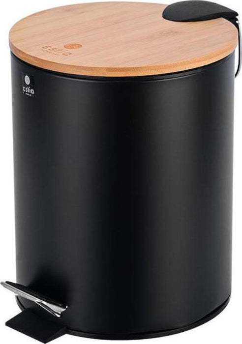BASKET WITH PEDAL 5L BAMBOO ESSENTIALS BLACK