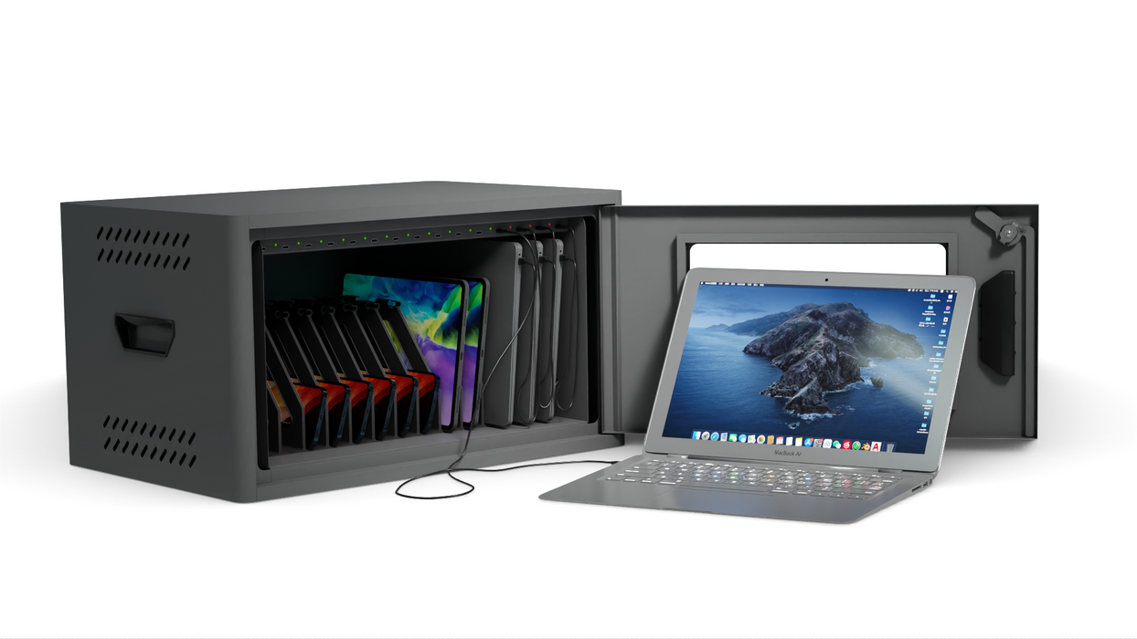 Universal cabinet for charging up to 16 pcs. Estillo IP-2316 tablets for wall mounting or freestanding, 16 x USB-C ports