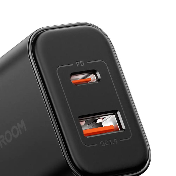 EU Joyroom JR-TCF05 20W USB-A USB-C charger + USB-C cable - black - Lightning