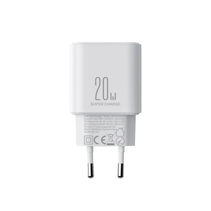 EU Joyroom JR-TCF05 20W USB-A USB-C charger + USB-C cable - white - Cell phone USB charger<<<HurtelXML