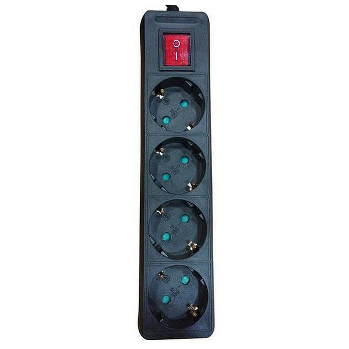 POWER SUPPLY 4 SOCKETS 2M CABLE WITH CHILD PROTECTION AND KEY BLACK EUROLAMP