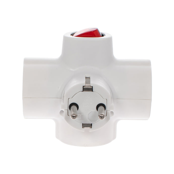 ADAPTER 3 SOCKETS HORIZONTAL WITH KEY WHITE EUROLAMP