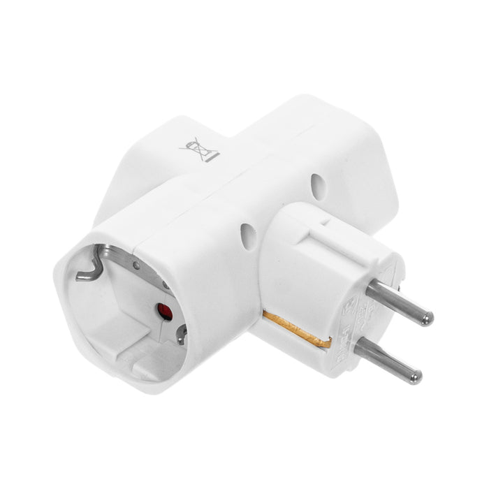 ADAPTER 3 SOCKETS VERTICAL WITH CHILD PROTECTION WHITE EUROLAMP