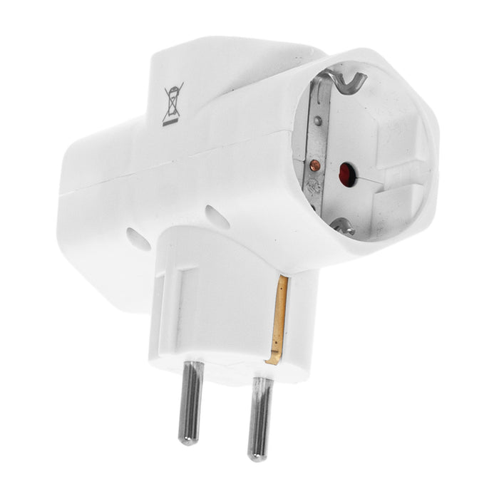 ADAPTER 3 SOCKETS VERTICAL WITH CHILD PROTECTION WHITE EUROLAMP