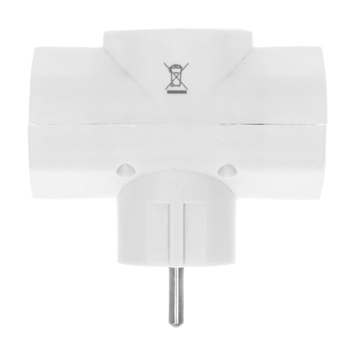 ADAPTER 3 SOCKETS VERTICAL WITH CHILD PROTECTION WHITE EUROLAMP