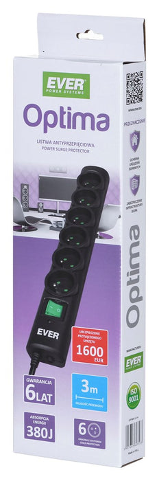 Ever Optima 3m Black 6 AC outlet(s) 250 V