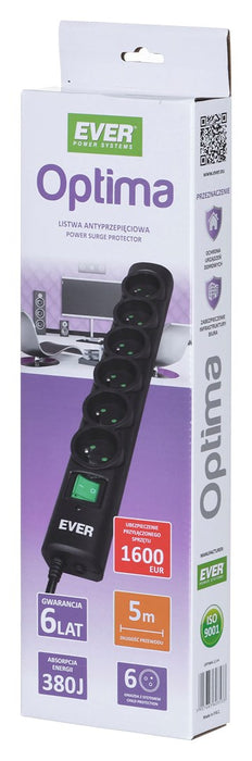 Ever Optima 5m Black 6 AC outlet(s) 250 V