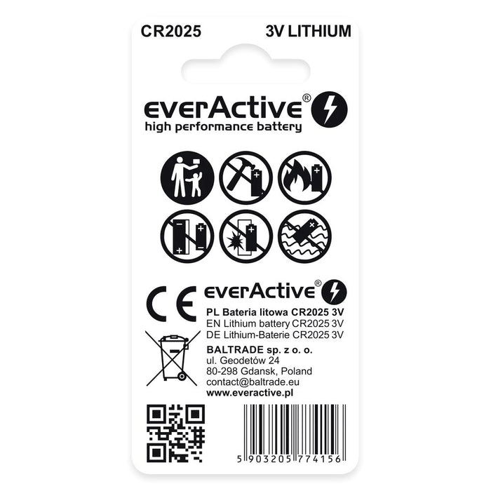 Lithium battery mini everActive CR2025 - blister 2 pcs.