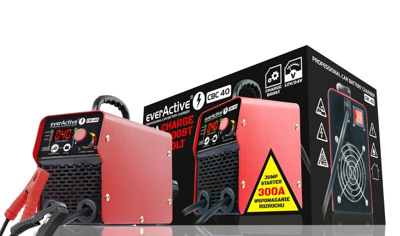 Charging rectifier with inverter for batteries 12V/24V everActive CBC-40 up to 40A for UPS, cars, forklifts