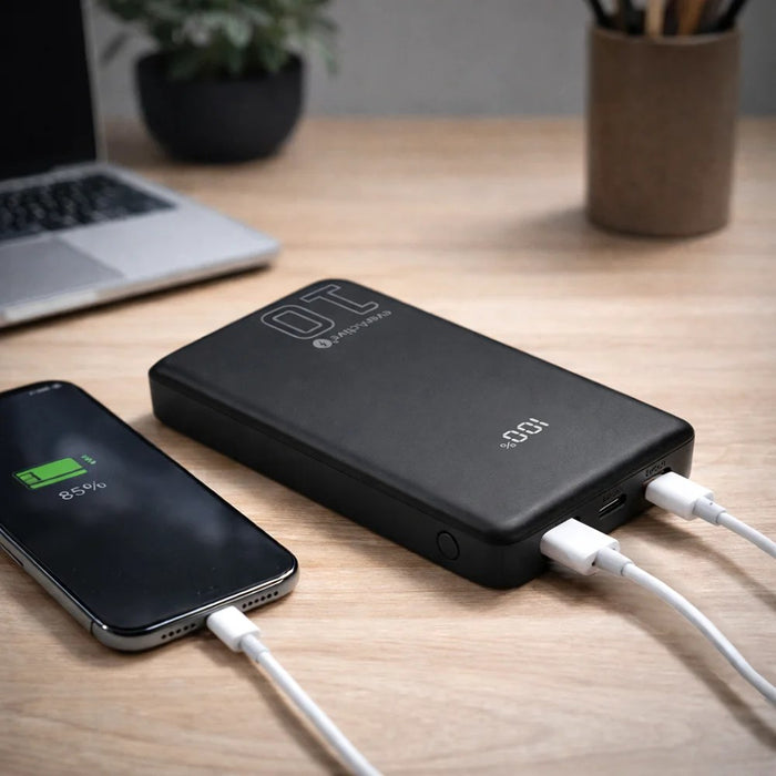Powerbank 10 000mAh, 1x USB, 2x USB-C, 20W, QC4+, LCD screen, black