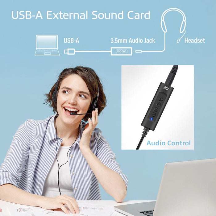 Sound card Ewent AC9360, 2.0, USB, 3.5 mm, Black