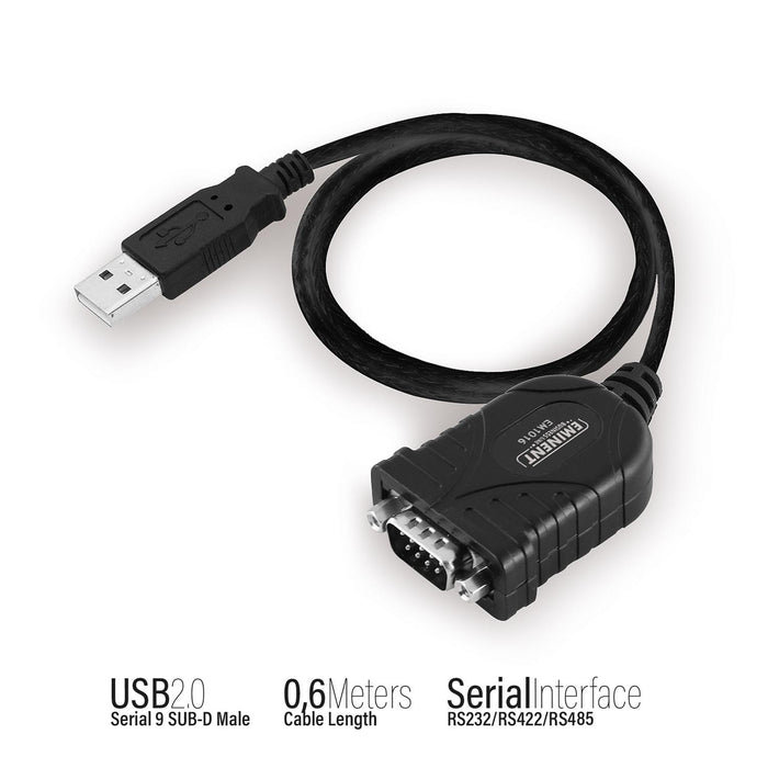 Converter Ewent USB - RS232 9 pin male, Black