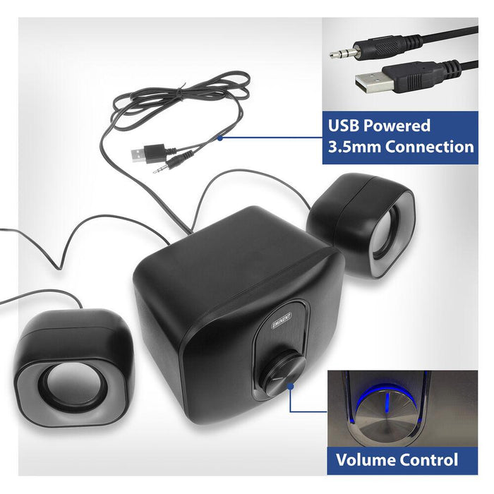 Sound system EWENT Eminent 2.1, 3.5 mm, USB, 11W