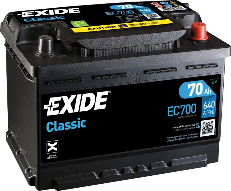 EXIDE CLASSIC 70AH 640A R+
