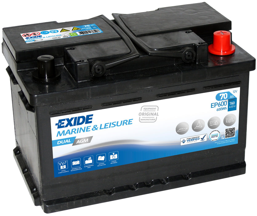 EXIDE MARINE&LEISURE DUAL AGM 70AH 760A 600WH R+