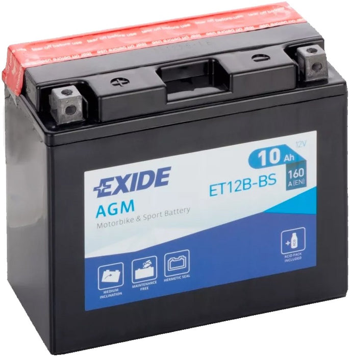 EXIDE BIKE AGM YT12B-BS 10AH 160A 12V L+