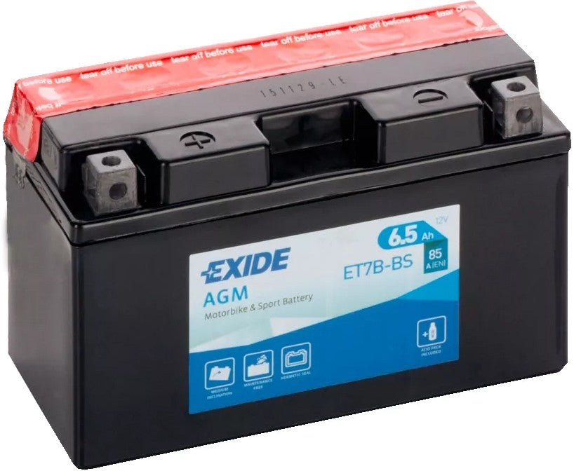 EXIDE BIKE AGM YT7B-BS 6.5AH 85A 12V L+