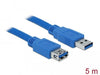 Extension cable Delock USB-A male - USB-A female 5 m Shielded Blue - Кабели за мобилни