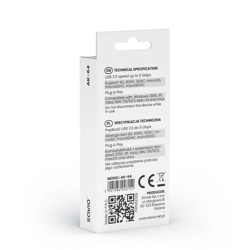 External Card Reader Savio AK-64 Black - Мулти Четец за Карти<<<Компютър Мрежи и компоненти<<<Компютри|
