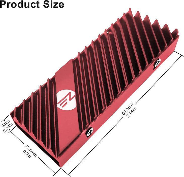 M.2 Heatsink EZDIY-FAB for NVMe SSD Drive - Red