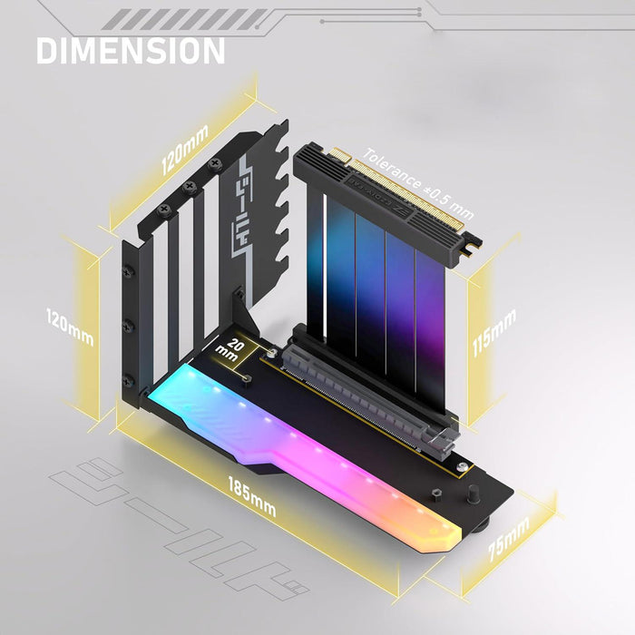 EZDIY-FAB RGB PCIe 4.0 Riser Cable 90° Vertical GPU Mounting Bracket