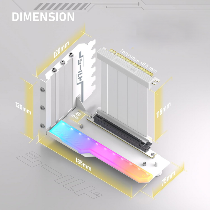 EZDIY-FAB RGB PCIe 4.0 Riser Cable 90° Vertical GPU Mounting Bracket