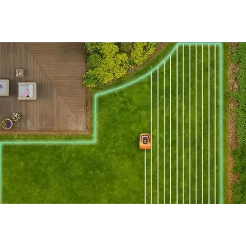 EZVIZ RM600 orange robotic lawn mower - Mowing workNAK-RKO<<<Cordless toolsNAK<<<ActionPL