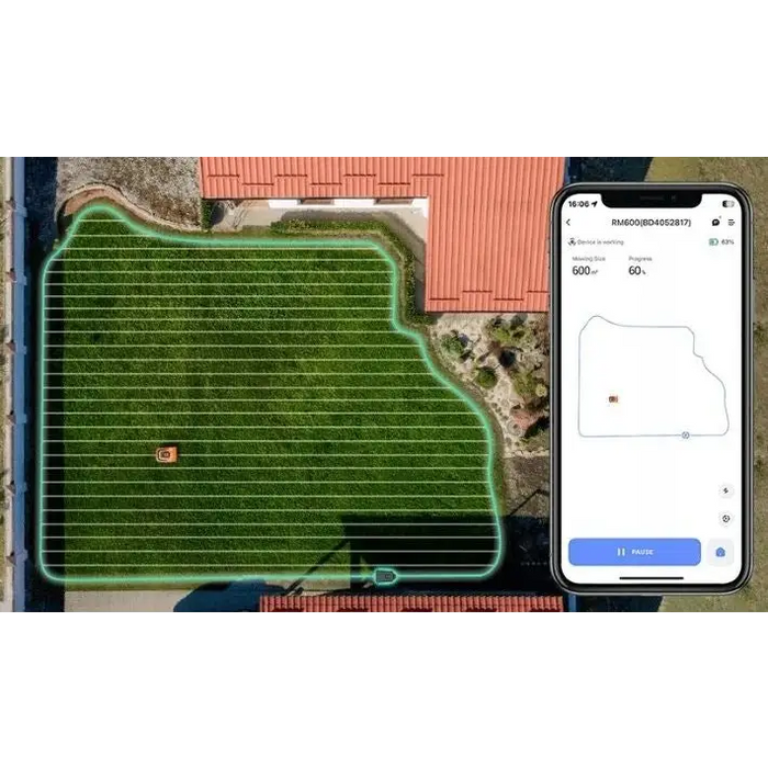 EZVIZ RM600 orange robotic lawn mower - Mowing workNAK-RKO<<<Cordless toolsNAK<<<ActionPL