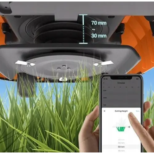 EZVIZ RM600 orange robotic lawn mower - Mowing workNAK-RKO<<<Cordless toolsNAK<<<ActionPL