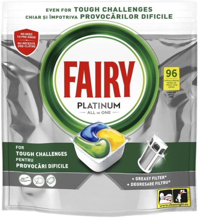 PLATINUM ALL IN ONE DISHWASHER TABLETS 96 COUNTS FAIRY