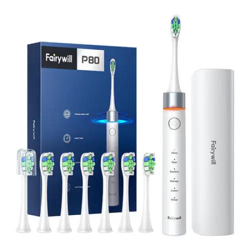 FairyWill FW-P80 sonic toothbrush with tip set and case (White) - Sonic toothbrushes<<<Sonic toothbrushes<<<Health