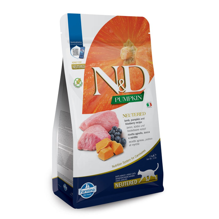 FARMINA N&D Pumpkin Cat Lamb and Blueberry Neutered Adult - dry cat food - 1.5 kg