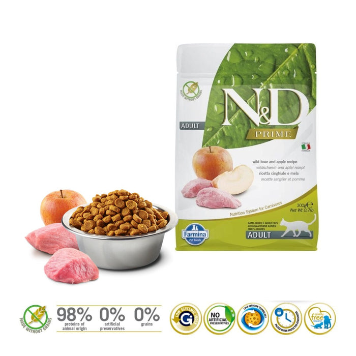 FARMINA N&D Prime Cat Boar and Apple Adult - dry cat food - 300 g