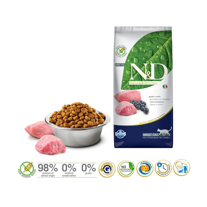 FARMINA N&D Prime Lamb and Blueberry Adult  - dry cat food - 5 kg