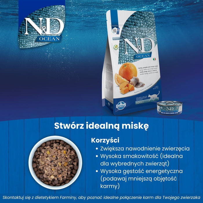FARMINA N&D Ocean Herring Pumpkin&Orange Adult - dry cat food - 1,5 kg