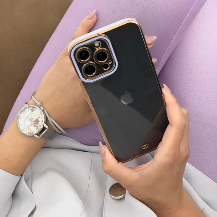 Fashion Case Case for Samsung Galaxy A12 5G Gold Frame Gel Cover Black - Cell phone cases and covers<<<HurtelXML