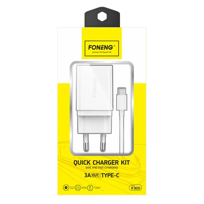 Fast charger Foneng 1x USB K300 18W + USB to USB-C cable - mains chargers<<<Chargers<<<GSM Accessories<<<InnproXML