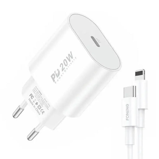 Fast charger Foneng 1x USB PD 3.0 EU39 20W + USB C to Lightning - mains chargers<<<Chargers<<<GSM
