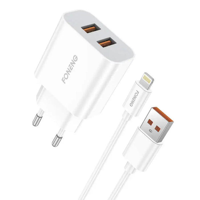 Fast charger Foneng 2x USB EU45 12W + USB Lightning cable - mains chargers<<<Chargers<<<GSM Accessories<<<InnproXML