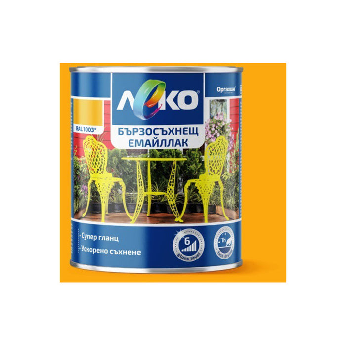 FAST DRYING ENAMEL RAL 1003 2.5 L LEKO - Алкидни и водоразтворими<<<Бои за метал и дърво<<<Бои и лакове<<<Praktiker