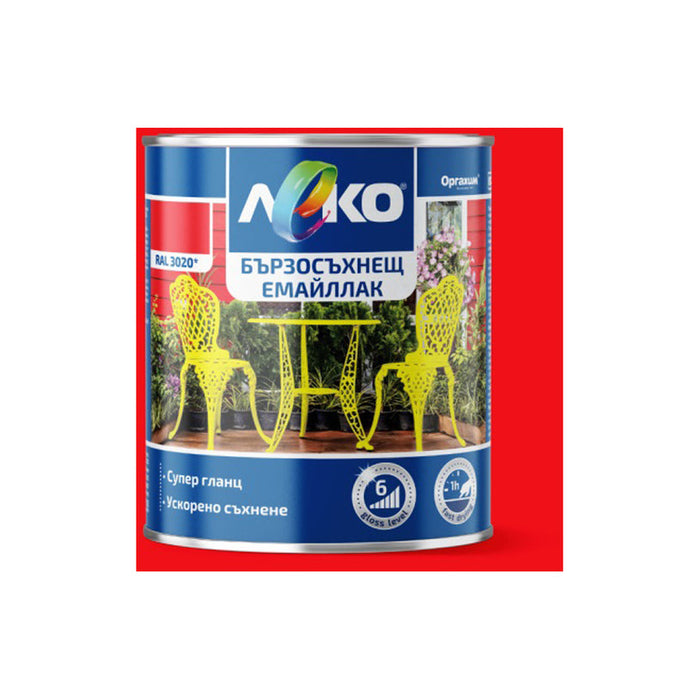 FAST DRYING ENAMEL RAL 3020 2.5 L LEKO - Алкидни и водоразтворими<<<Бои за метал и дърво<<<Бои и лакове<<<Praktiker