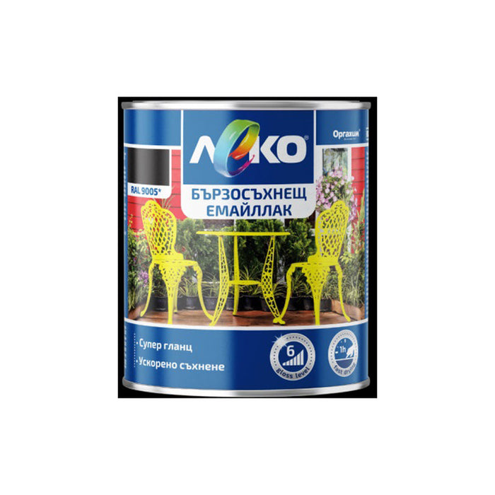 FAST DRYING ENAMEL RAL 9005 2.5 L LEKO - Алкидни и водоразтворими<<<Бои за метал и дърво<<<Бои и