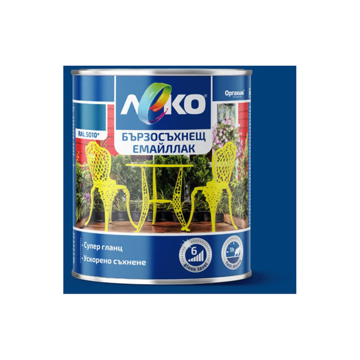 FAST DRYING ENAMEL RAL5010 ORGACHIM LEKO - Алкидни и водоразтворими<<<Бои за метал и дърво<<<Бои и лакове<<<Praktiker