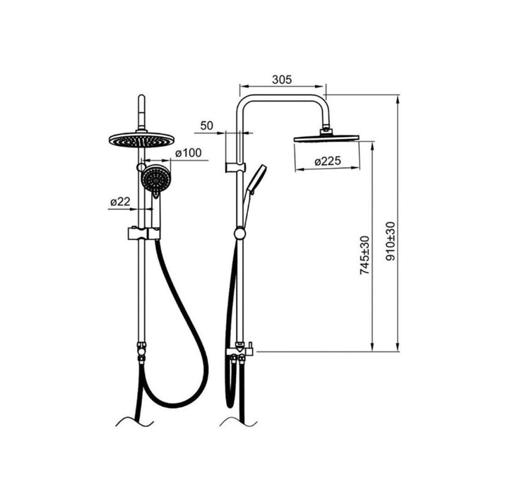 SHOWER SYSTEM WITHOUT MIXER PHOENIX-N