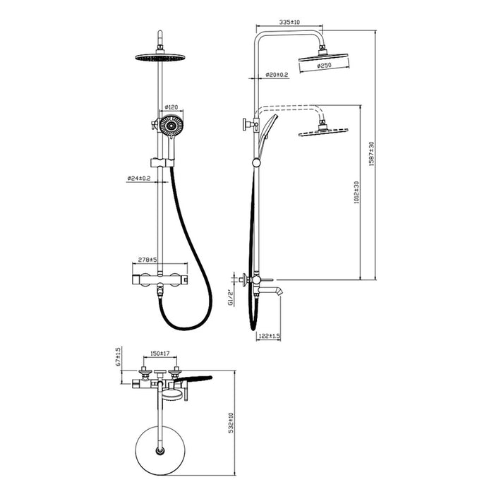 SHOWER SYSTEM BLACK FAYANS JASMINE