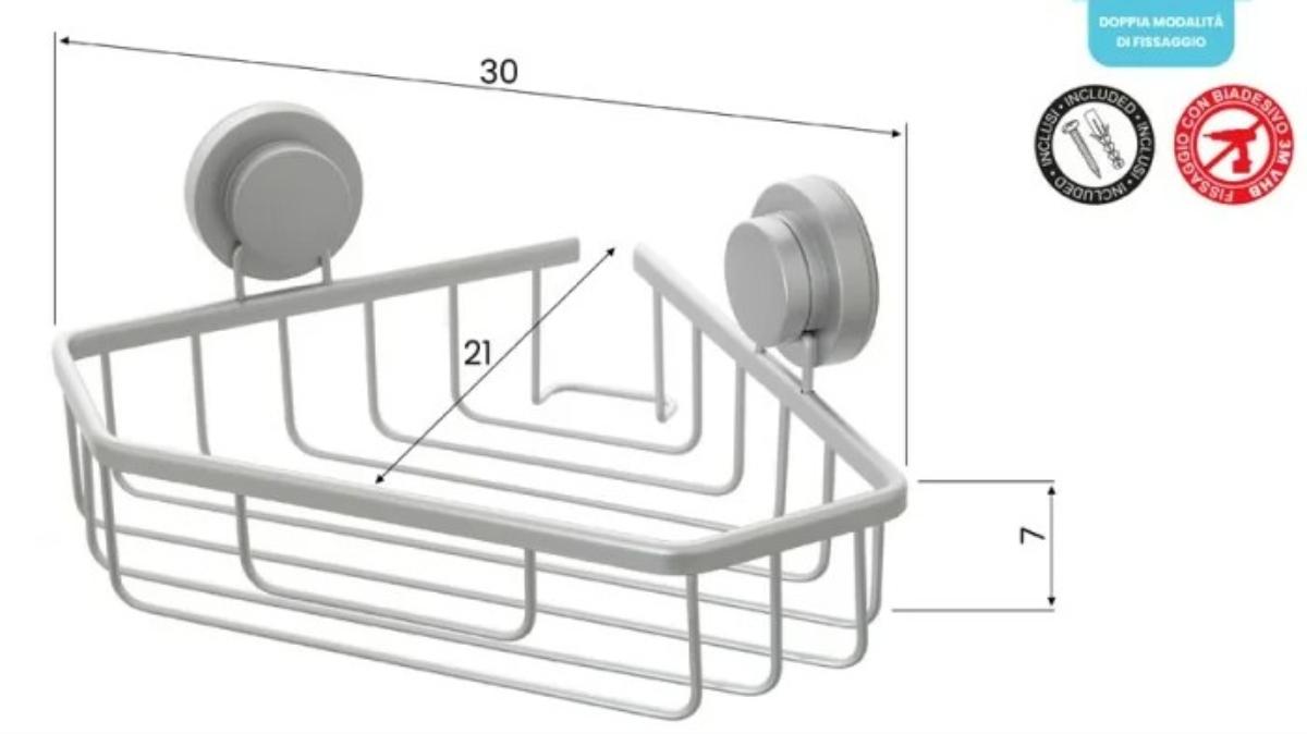 CORNER SHELF SINGLE LEVEL ALU SILVER