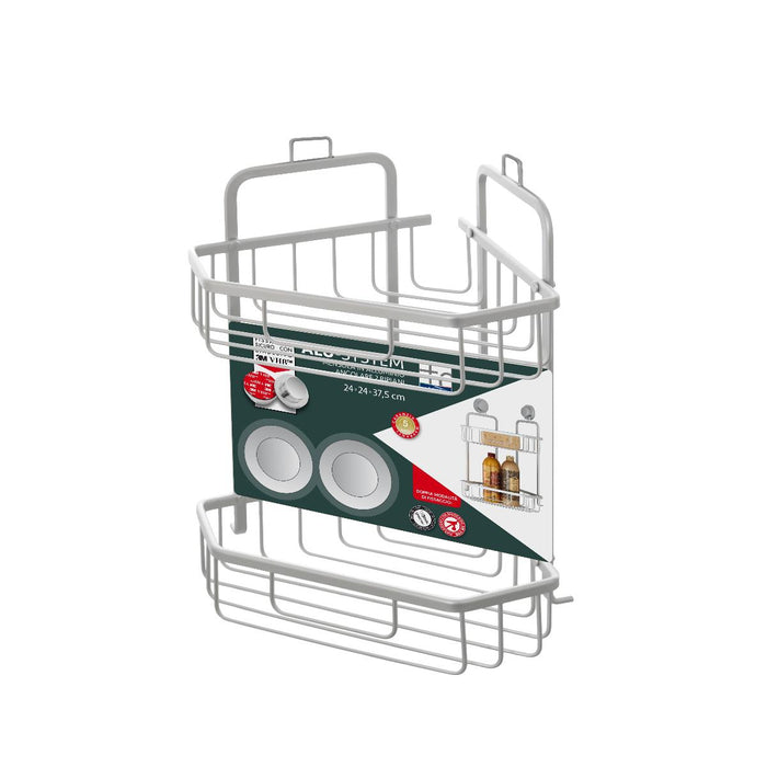 CORNER SHELF TWO-LEVEL ALU SILVER